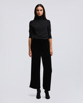 PANTALONE AMPIO IN VELLUTO LISCIO-NERO-BLACK-NEGRO-SCHWARZ-NOIR